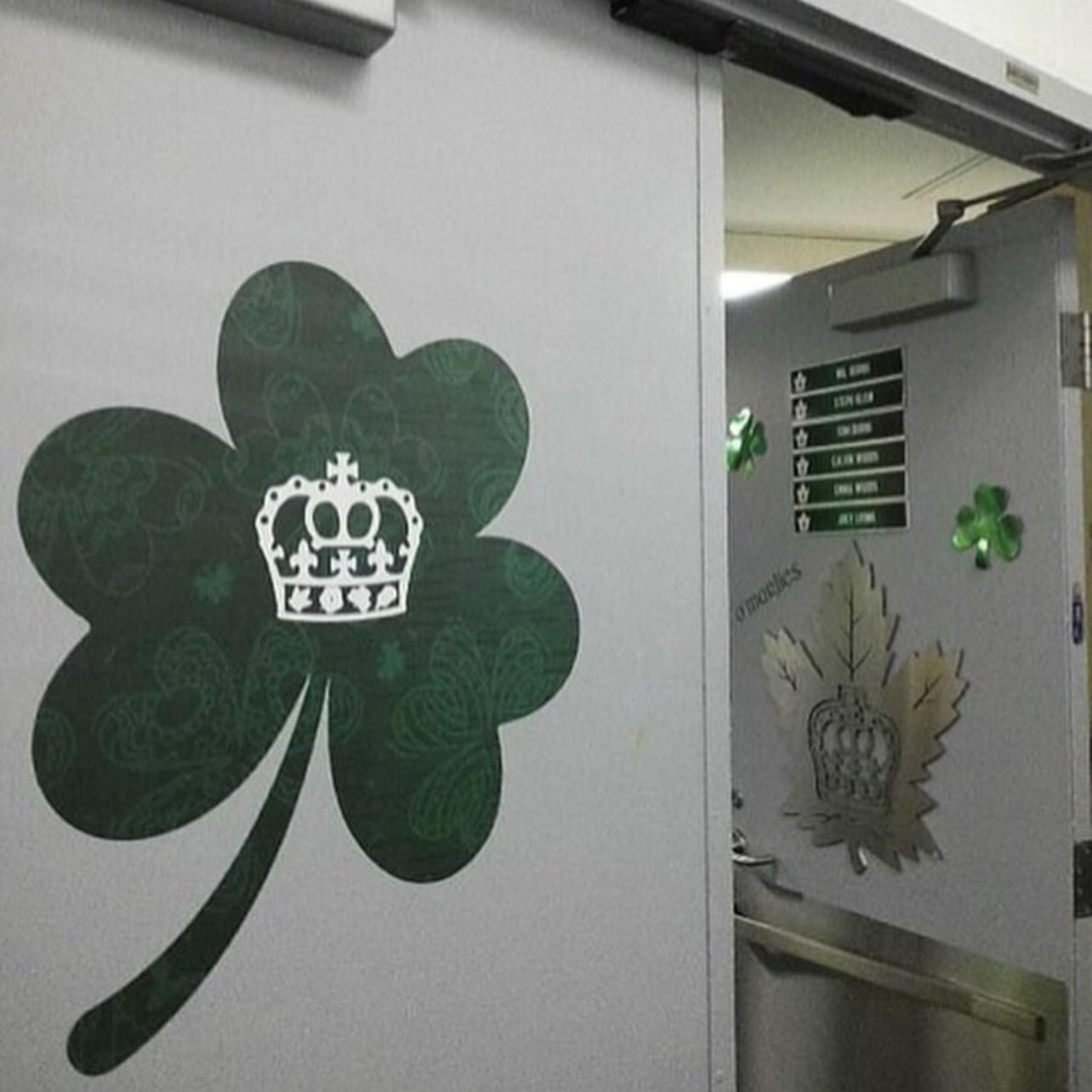 Custom door decals for St Pats