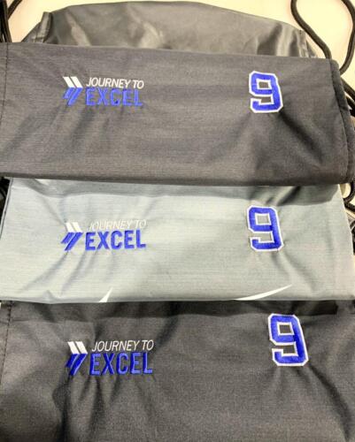 Custom embroidered Nike drawstring bags for Journey to Excel