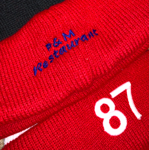 Custom embroidered pompom beanies for Weston Dodgers