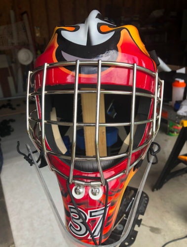 Custom Flames Goalie Mask Wrap