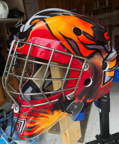 Custom Flames Goalie Mask Wrap