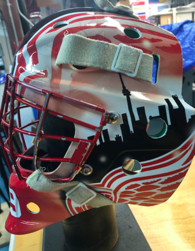 Custom Red Wings Goalie Mask Wrap