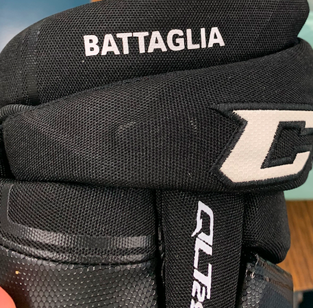 Custom heat pressed hockey gloves